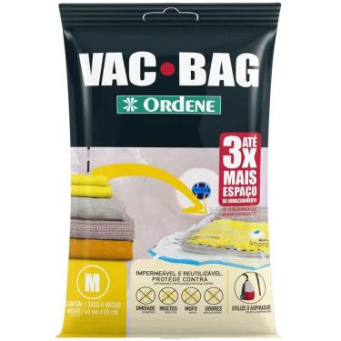 Imagem de Saco Ordene Vac Bag para Roupas Médio 45x65cm A Vácuo Polietileno Reutilizável
