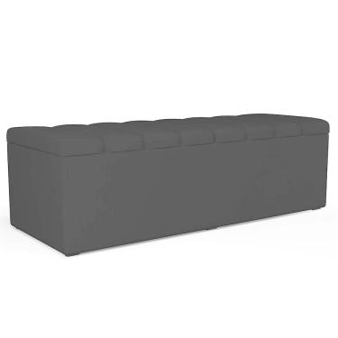 Imagem de Calçadeira Recamier Baú Para Cama De Casal King Dália 195x50 cm W01 Suede Preto - Lyam