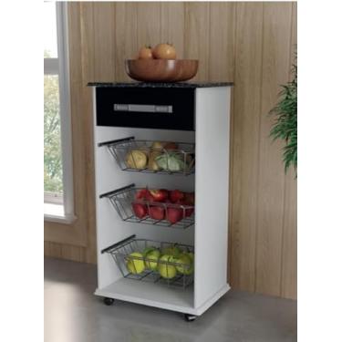 Imagem de FRUTEIRA GRECIA 1GAVETA 3CESTOS TAMPO MARMORIZADO –B/PRETO