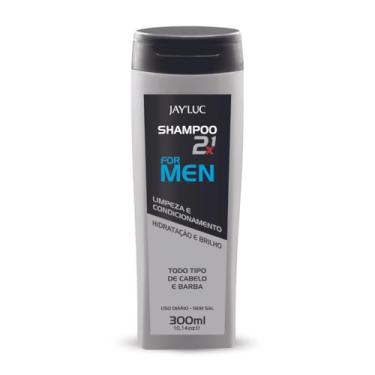 Imagem de Jay'Luc Cosméticos Shampoo 2 Em 1 For Men Jay Luc 300Ml Xampu E Condicionador De Cabelo 2 Em 1 Cinza Todo Tipo De Cabelo E Barba Hidratação E Brilho