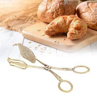 Imagem de Pão De Liga De Zinco Retrô, Pinça De Pão, Pinça De Salada, Pinça De Comida De Cozimento De Liga De Zinco Retrô, Ferramenta De Cozinha, Pinça De Pão De Cabeça Quadrada, Pinça De Cozinha(OURO)