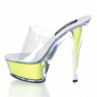 Imagem de PROMI Sandálias de salto alto 15 cm chinelos moda senhora salto fino sandálias de cristal, Mais verde, 44