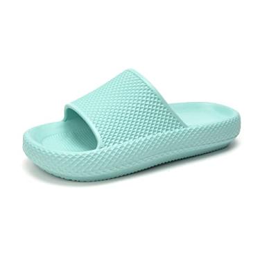 Imagem de FUNKYMONKEY Sandálias de banho antiderrapantes de secagem rápida para banheiro, Azul claro/verde, 8