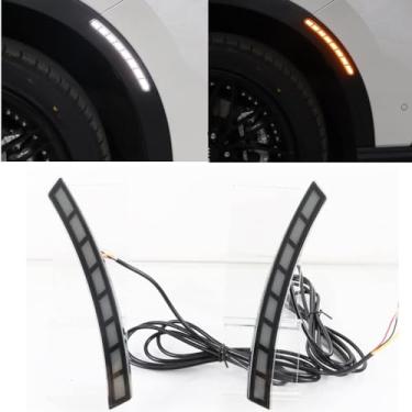 Imagem de ECAHAYAKU Luz de LED com marcador lateral para Honda CRV 2023 2024 Honda CRV arco de roda DRL luz de direção com seta, luz de neblina, farol noturno azul