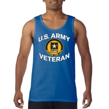Imagem de Camiseta regata US Army Veteran Soldier for Life Military Pride DD 214 Patriotic Armed Forces Gear Licenciada, Azul, P