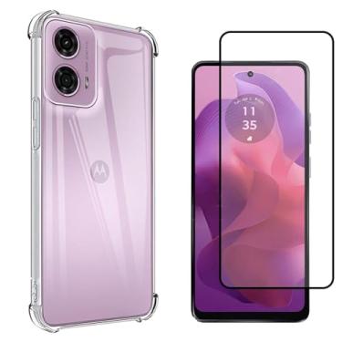 Imagem de Kit Capa Capinha Para Moto G24 Case Air Anti Impacto Transparente + Pel�cula De Vidro Temperado 3d Full Cover (Transparente + Vidro 3d)