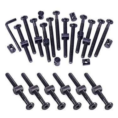 Imagem de Swpeet 51 peças pretas M6 × 65 mm parafusos para berço, cabeça sextavada para berço e porcas com 1 chave Allen perfeita para móveis, berços, parafusos (M6 x 65 mm)