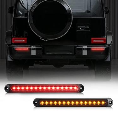 Imagem de AUXMART Barra de luz traseira de reboque de LED de 25,4 cm, 30 LEDs, luzes de seta de parada de freio, conjunto de identificação vermelha e âmbar sequencial lâmpada de fita estroboscópica + lente fumê