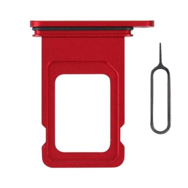 Imagem de Risidamoy Suporte de bandeja de cartão SIM vermelho para iPhone 11 de substituição versão SIM único para iPhone11 slot para cartão com anel de borracha à prova d'água kit de reparo ferramenta de