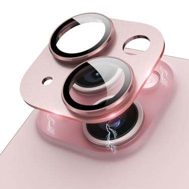 Imagem de Kanosan Para iPhone 15 Plus/iPhone 15 Protetor de Lente de Câmera Metal Plus Anel de Liga de Alumínio 9H Capa de Tela de Vidro Temperado Capa de Câmera Amigável para iPhone 15 Rosa
