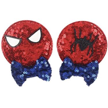 Imagem de CLGIFT Faixa de cabelo Minnie Ears, clipe de cabelo de aranha, feita à mão para bebês/meninas, faixa de cabeça flexível, lantejoulas em ambos os lados, perfeita para Halloween, Natal, aniversário,