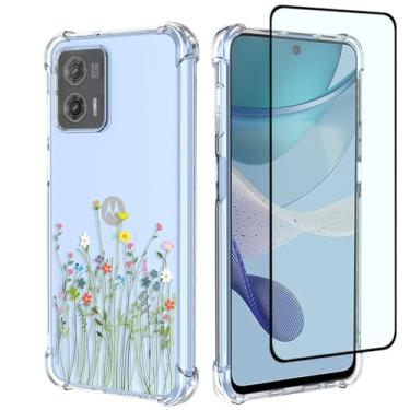 Imagem de GTBDEKI Capa de telefone para Moto G53 5G, Motorola G53 5G XT2335-2 capa com protetor de tela, capa transparente com padrões de jardim de flores capa protetora para celular Motorola Moto G53 5G buquê