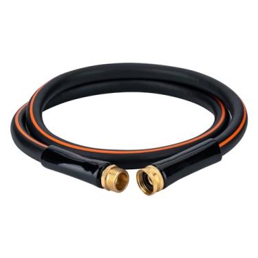 Imagem de EASTRANS Mangueira de jardim curta 0,9 m x 5/20.3 cm, mangueira de água preta laranja resistente com conector de latão sólido de 9,5 cm, flexível, leve, durável, macho para fêmea