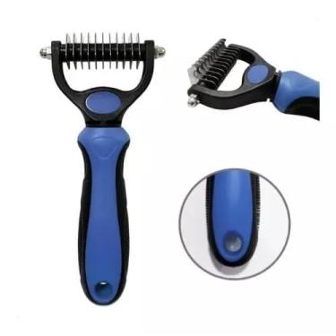 Imagem de Desembolador de pelos rasqueadeira rake pet para cães e gatos (Azul, P)