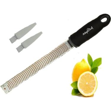 Imagem de Citrus Lemon Zester & Cheese Ralador da AdeptChef - Queijo Parmesao, Limao, Gengibre, Alho, Noz-moscada, Chocolate, Legumes, Frutas - Lamina de aco inoxidavel afiada + tampa protetora, maquina de lavar louca segura