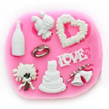 Imagem de Longzang Molde de silicone para artesanato de açúcar Love Christmas, mini, rosa