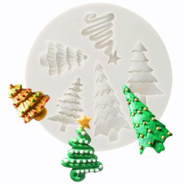 Imagem de Molde de molde de silicone para decoração de bolos de árvore de Natal Moldes de bolo de açúcar Ferramentas de chocolate para artesanato