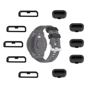 Imagem de Pulseiras de relógio de 22 mm para Garmin Fenix 7/6/5 Forerunner 965/955/945/935/745/265/255 [5 peças] + 5 peças de plugue contra poeira, anéis seguros de substituição de silicone MTHGH