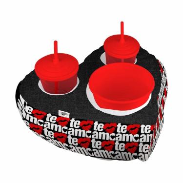 Imagem de Almofada Coração Cinema 2 Copos Balde De Pipoca Te Amo Namorados