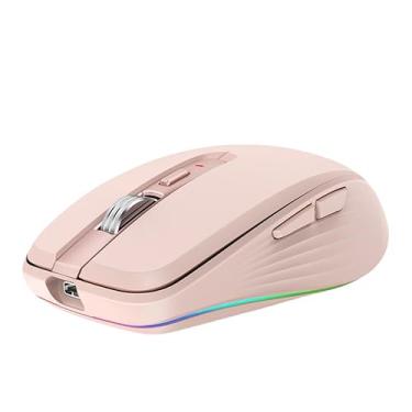 Imagem de Generic Mouse Bluetooth sem fio modo duplo recarregável, laptop, tablet, esportes, jogos, RGB com emissão de luz (rosa)