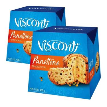 Imagem de 2 Panetones Visconti, Pannetone De 400G, Tradicional