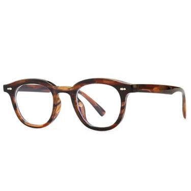 Imagem de JRLLFD Óculos de sol quadrados com rebite, armação redonda pequena, lente azul vermelha, acetato retrô, masculino, óculos de sol, c7, tamanho único