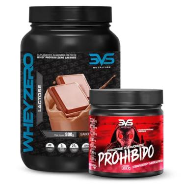 Imagem de 3VS Nutrition Combo Whey Zero Lactose 900gr Sabor Chocolate + Pré Treino Prohibido 360g Morango