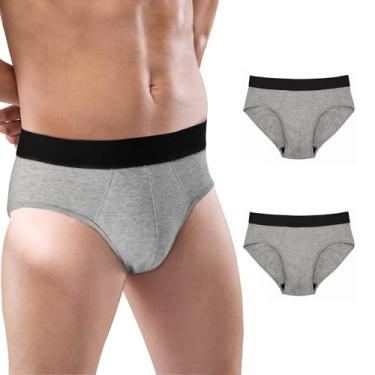 Imagem de BATTEWA Cueca boxer masculina de algodão à prova de vazamento, absorvente de urina, 100 ml, pacote com 2 (3GG, cinza escuro)