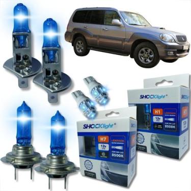 Imagem de Kit lâmpada shocklight super branca farol alto baixo e lanterna h1 h7 