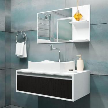 Imagem de Gabinete Banheiro Maranata 80 Fresno C/Cuba + Kit Acessórios Branco - 