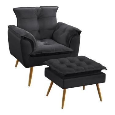 Imagem de Kit Poltrona Almofadada Decorativa Beta e Puff Lunar N-022 Veludo Arad