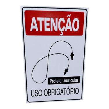 Imagem de Placa DE Sinalização PROTETOR AURICULAR OBRIGATORIO 20X30 CM - ASELETR