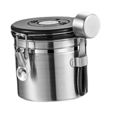 Imagem de Generic Lata de café, jarra de armazenamento de cereais, colher de medição de armazenamento de cozinha, lata de chá e açúcar, tanque de armazenamento selado, Prata, 1.2l