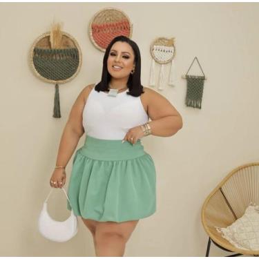 Imagem de Saia Balonê Plus Size Alfaiataria Elegancia Moda Blogueira Fashion Tam