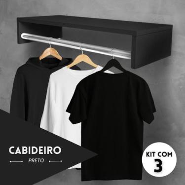 Imagem de Arara Organizador De Roupa Cabideiro Parede Suspenso - KELAN, Preto