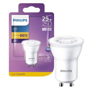 Imagem de Kit 4 lampadas mini dicroicas led gu10 3,5w philips, 110V/220V, BRANCO