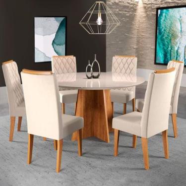 Imagem de Mesa de Jantar 6 Lugares Isabela Diamantina com Vidro Mel/Nude/Off Whi