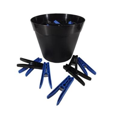 Imagem de Cesto Preto Pregadores De Roupas Plástico Preto Com Azul - Dhause