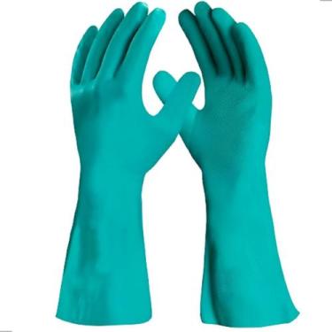 Imagem de Luva Borracha Nitrílica Verde Limpeza Pesada Produto Químico - Protelo