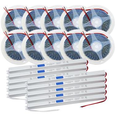 Imagem de Kit C/ 10 Fita Led C/ Fonte 2835 5M 120 12v Ip20 10w 4000K - Tradestar