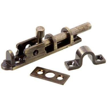 Imagem de Trinco ferrolho para porta ou janela união mundial 9 cm antique