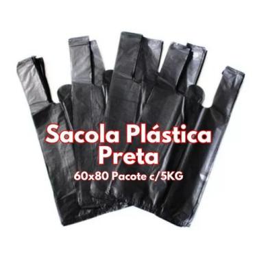 Imagem de Sacola Plástica Preta - 60x80  Pacote 5KG - BASAM