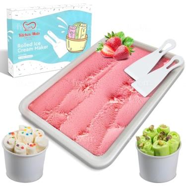 Imagem de Máquina de sorvete enrolada extragrande (35,5 x 25,4 cm) - Faça sorvete instantâneo com a família - Role manualmente seu próprio sorvete - Bandeja de sorvete em rolo
