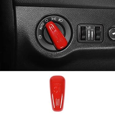 Imagem de Jimen Para Dodge Challenger 2015+, para Dodge Charger 2010+, para Dodge Durango/Chrysler 300C 2011+, capa de acabamento de botão de interruptor de farol (vermelha)