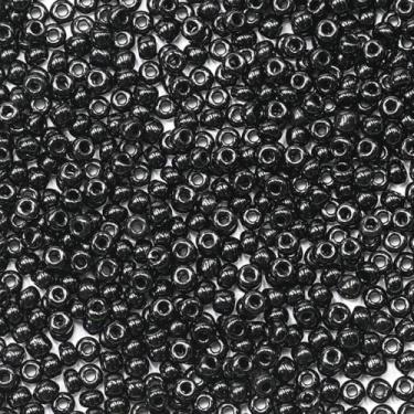 Imagem de LEECOON Contas de semente de cor preta de 4 mm, 100 gramas, cerca de 1300 peças, tamanho 6/0, pequenas contas de sementes para fazer colar, pulseira, brinco, joias