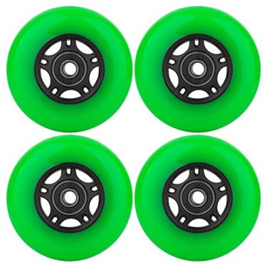 Imagem de WHEELCOME Rodas de skate em linha com rolamentos ABEC-9 e espaçadores flutuantes para patins de hóquei em patins, 85A interno e externo, 64 mm/70 mm/72 mm/76 mm/80 mm de diâmetro, pacote com 4 (verde,