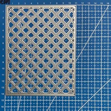 Imagem de Cortes de metal com moldura retangular de fundo de grade, matrizes de corte de painel de treliça de jardim, estênceis de corte, faça você mesmo, cartões de scrapbooking, matrizes decorativas de papel