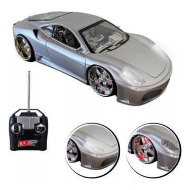 Imagem de Carrinho Controle Remoto Ferrari corrida LEDs - PRATA - TOYS