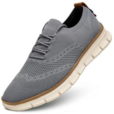 Imagem de Sapato Oxford masculino casual leve com cadarço moderno tênis de caminhada, Cinza, 44