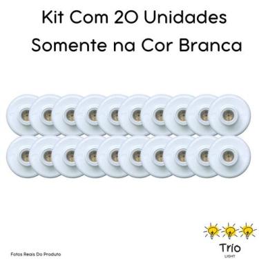 Imagem de Kit 20 Plafon Soquete E27  Simples Branco Paflon Bocal de Teto Plafoni